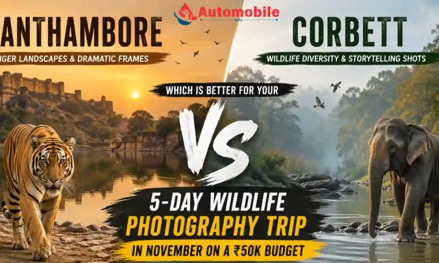 compare corbett and ranthambore for a 5 day wildlife photography trip in november on a 50k budget